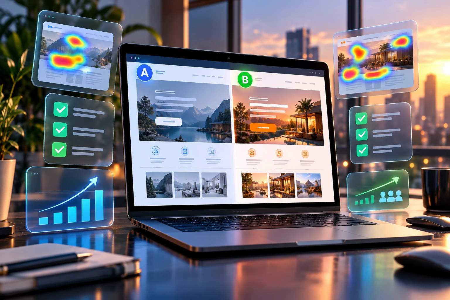 Landing page optimization – A/B tested landing page with click heatmap