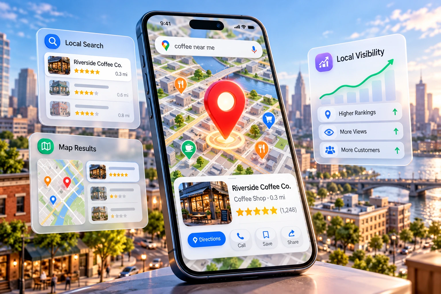 Local SEO services in Vasai, Mumbai – map location pin and five-star business listing